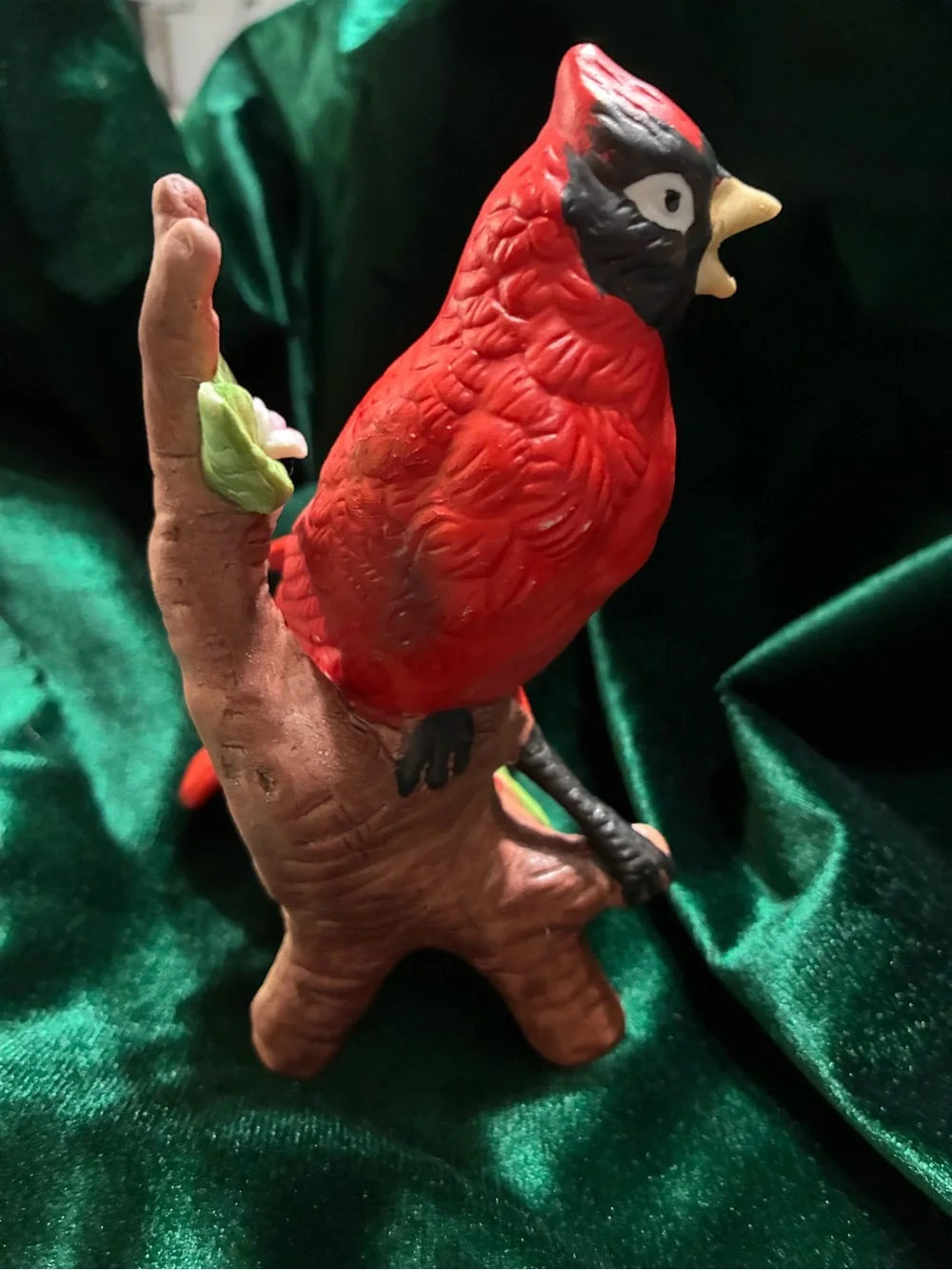 VTG Red Cardinal Bird Figurine - Decorative Resin Perch